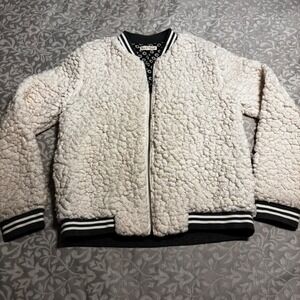 Sherpa Bomber Jacket Cream Floral Women's Large
